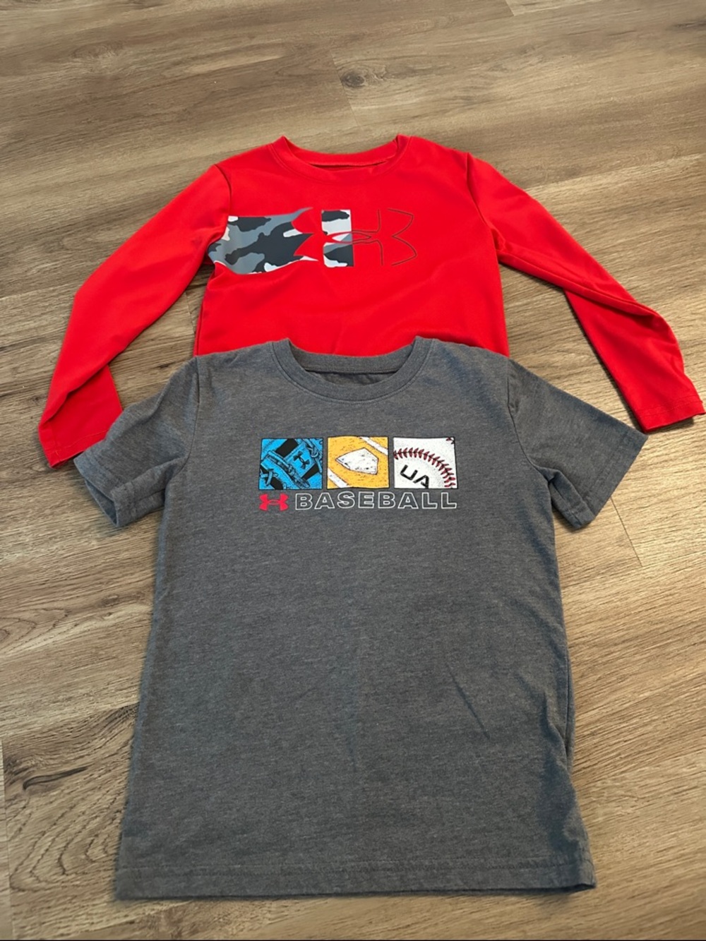 Under Armour Red Long-Sleeve Top & Gray Baseball Graphic Tee - 2-Pack